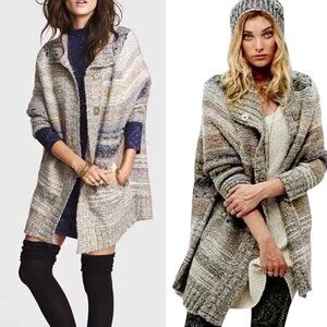 NWT Free People Starlight Shadow Poncho Oversized Cardigan Sz L Chunky Boucle